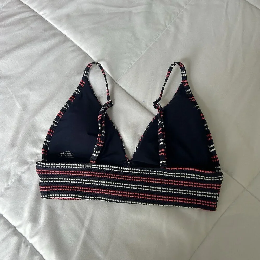 Aerie Womens Size Small S Navy Pink‎ White Triangle Bathing Suit Top Swim Beach